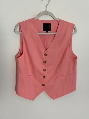 Mina Self Button Up Pink Vest‎ Women's size L